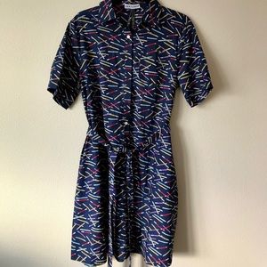 Pencil print shirt dress